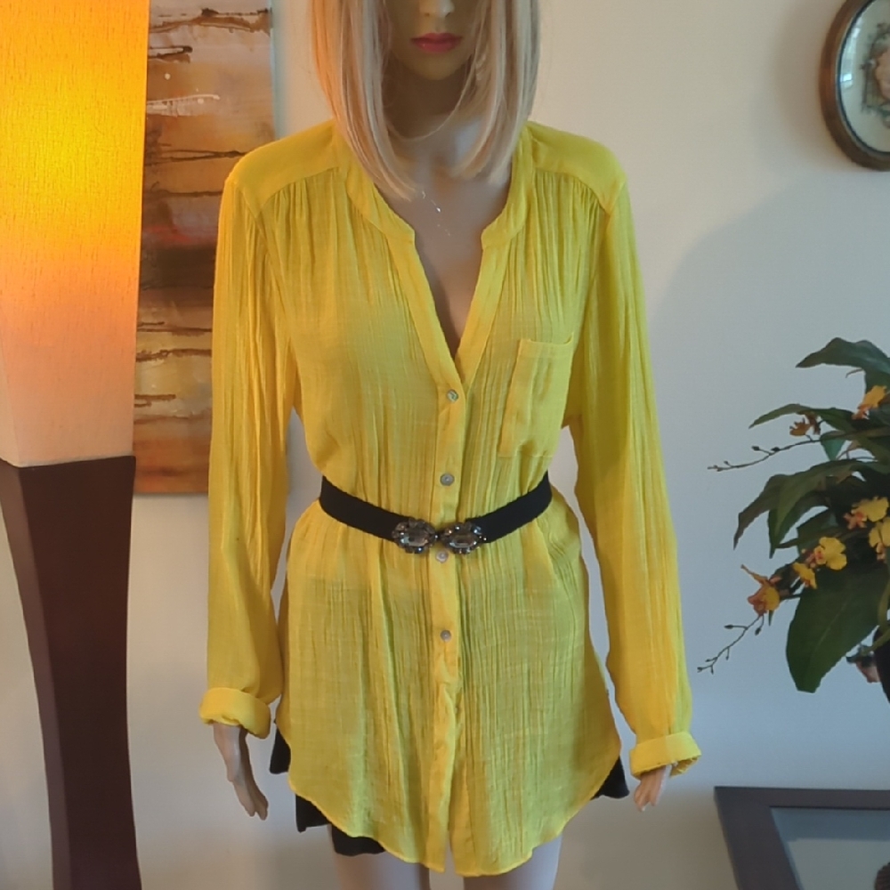 Zac & Rachel Bright Yellow Button-Front Long Sleeve Shirt